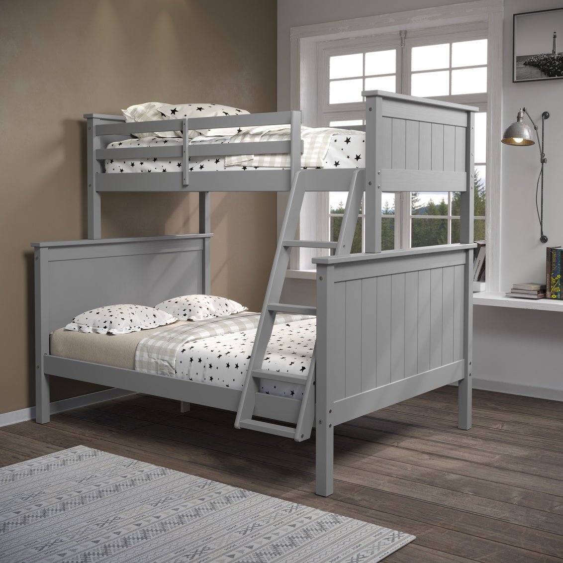 Linon Leah Twin over Full — Grey bunk bed
