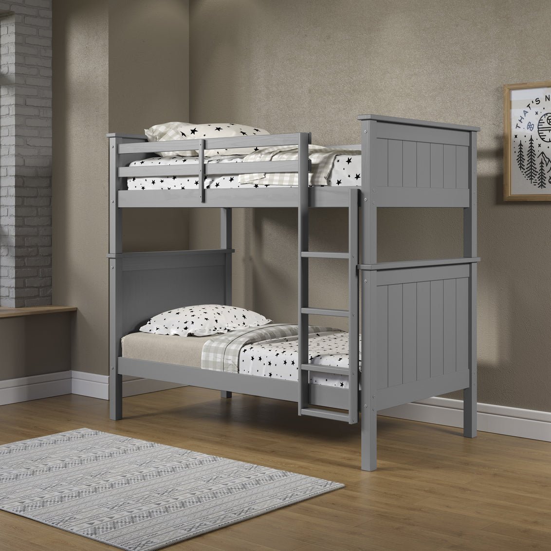 Linon Leah Twin over Twin Grey bunk bed