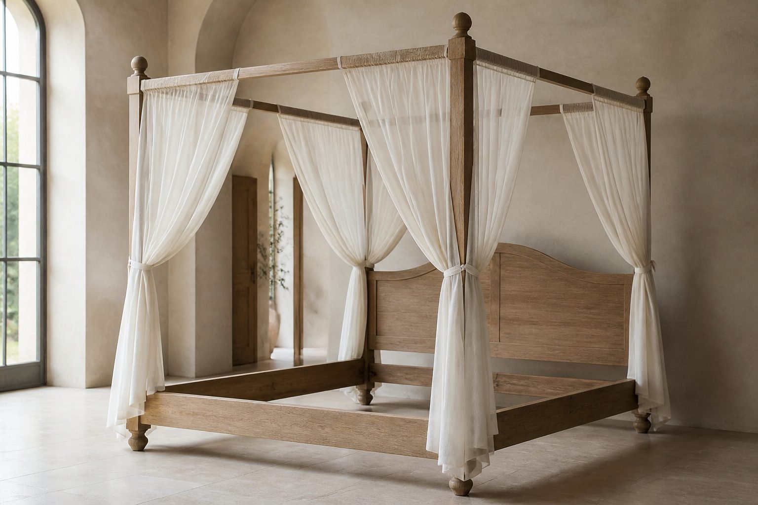 Haven Canopy Poster oak four-poster bed