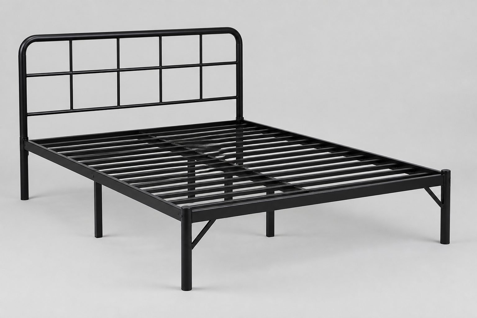 Haven Iron Grid matte black steel bed frame