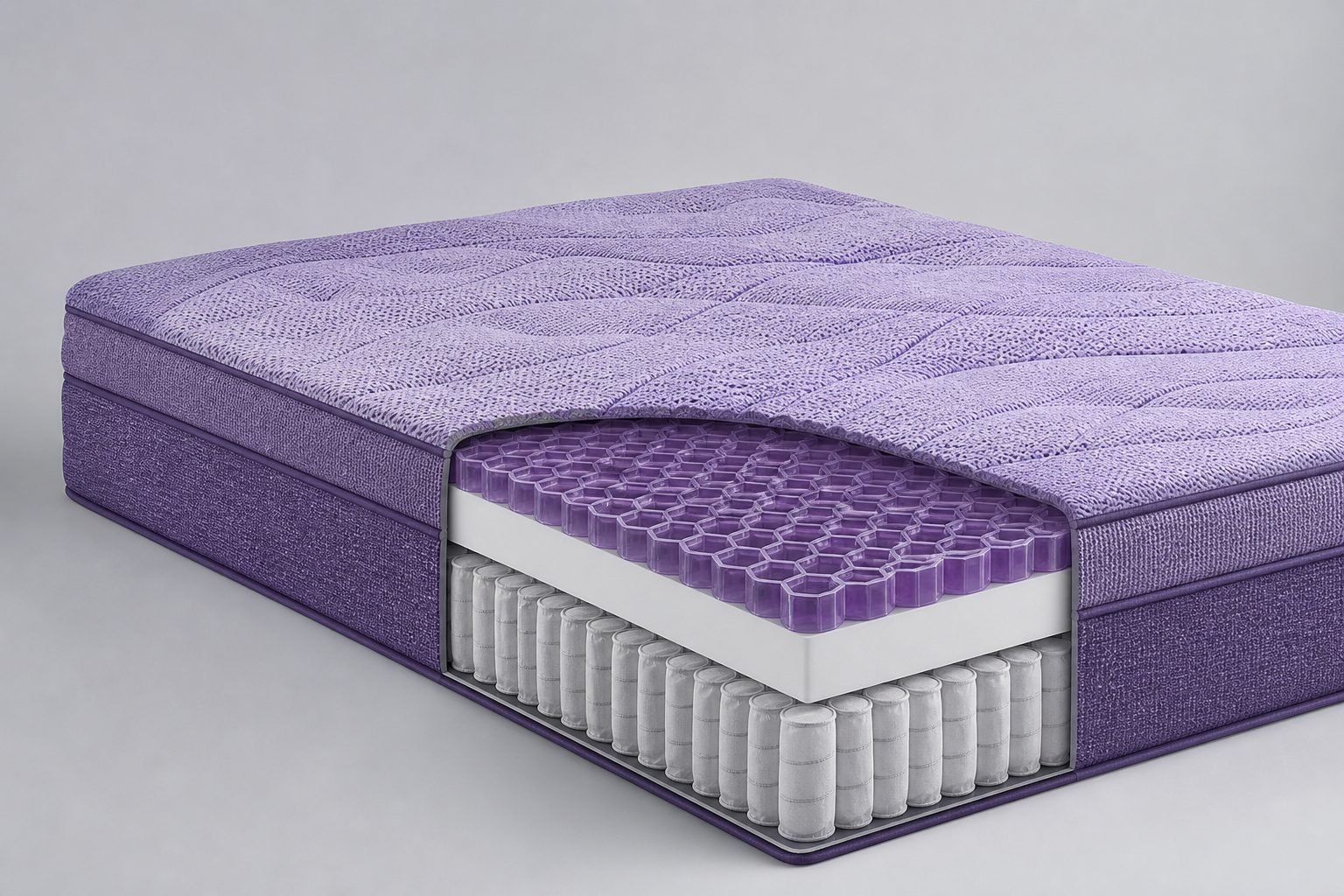 Purple grid hybrid mattress
