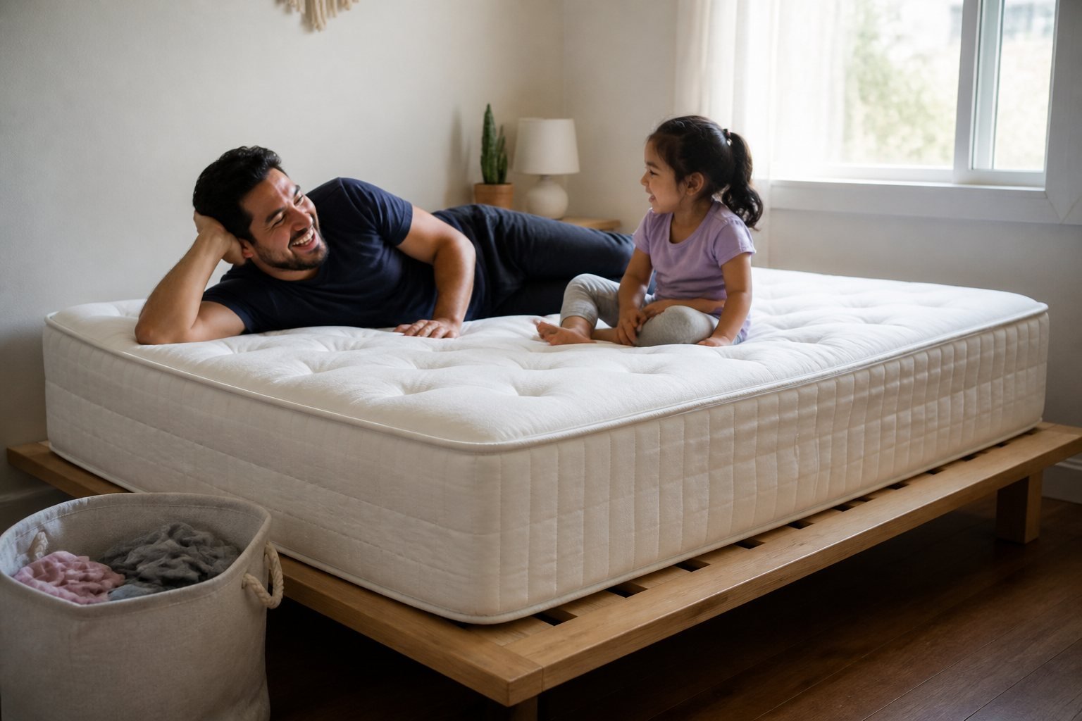Shared mattress on a stable bed frame