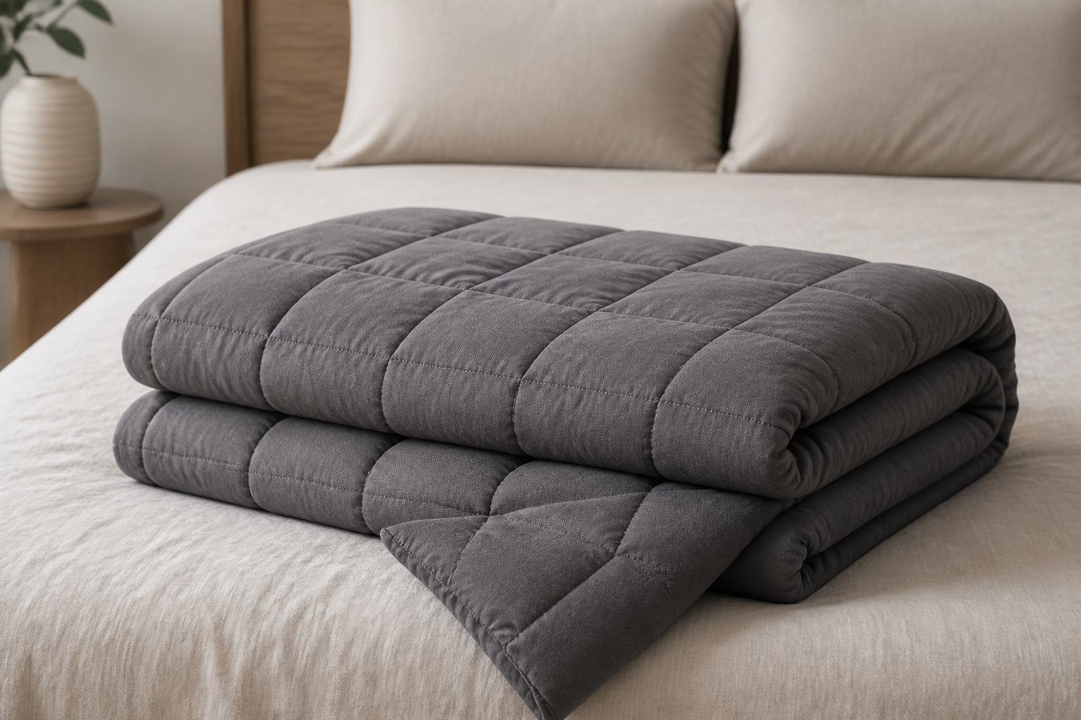 Haven Weighted Blanket on a queen bed