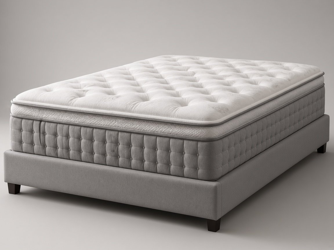 Sealy Posturepedic Elite Albany hybrid medium mattress, three-quarter studio view