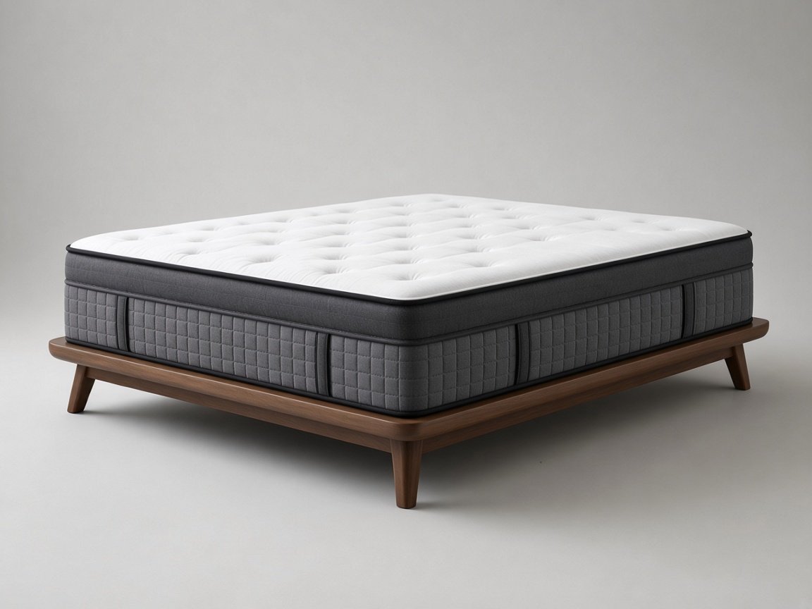 SomosBeds Arcadia medium hybrid mattress, three-quarter studio view